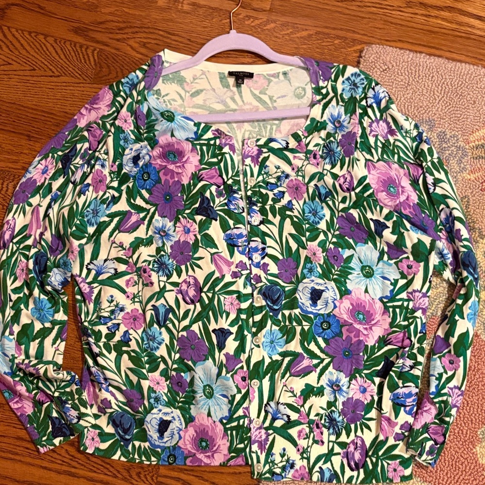 Talbots Floral Print Cardigan
